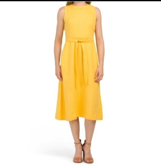 𝅺Nicole Miller Yellow Linen Dress - Picture 1 of 12